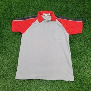 Vintage 90s Snap-On Colorblock Polo Shirt Medium 20x27 Gray